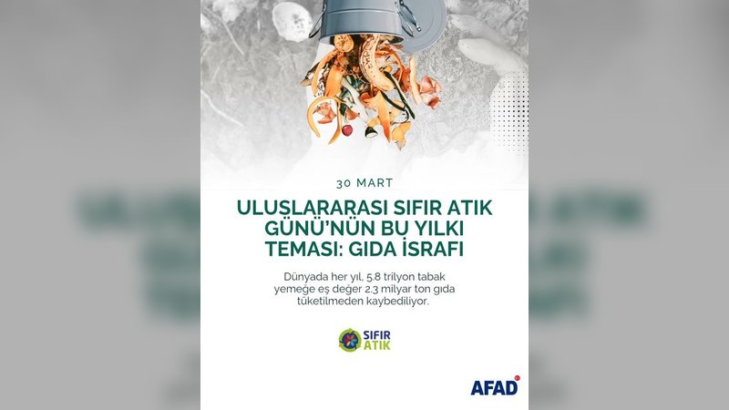 AFAD'dan Uluslararası Sıfır Atık Günü Mesajı: Gıda İsrafına Dikkat Çekildi