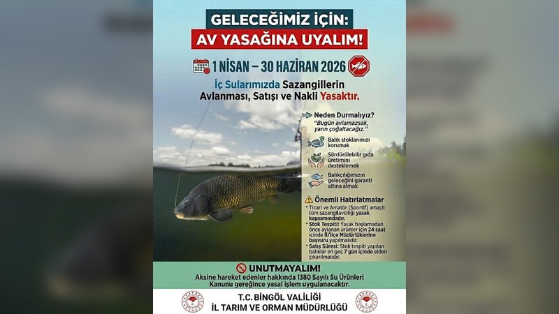 Bingöl'de Su Ürünleri Av Yasağı 1 Nisan'da Başlıyor