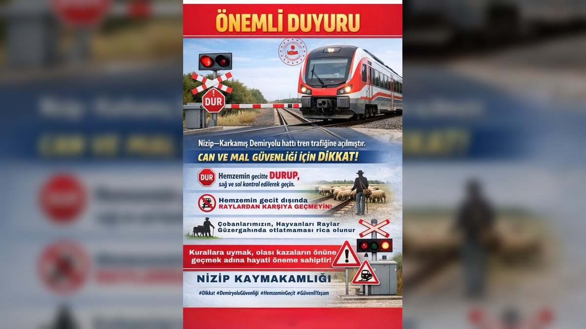 Nizip-Karkamış Demiryolu Hattı Trafiğe Açıldı: Güvenlik Önlemleri Vurgulandı