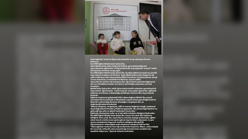 Şırnak Cizre Milli Eğitim Müdürü İke'den Okul Ziyaretleri: Maarif Odaklı Dönüşüm Vurgusu
