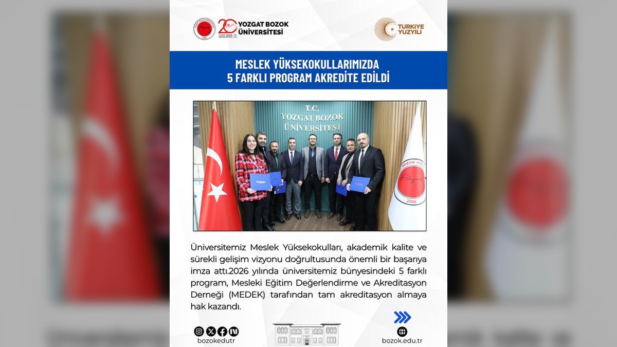 Yozgat Bozok Üniversitesi'nden Önemli Başarı: 5 Program Tam Akreditasyon Aldı