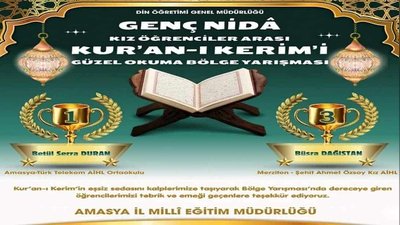 Amasya'dan Türkiye Finallerine: Genç Nidâ Kur'an-ı Kerim'i Güzel Okuma Yarışması'nda Başarı