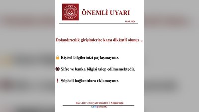 Rize Aile ve Sosyal Hizmetler İl Müdürlüğü'nden Sahte Doğum Yardımı Dolandırıcılığı Uyarısı
