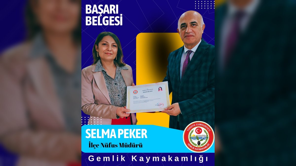 Gemlik Kaymakamlığı'ndan İlçe Kurum Müdürlerine Başarı Belgesi