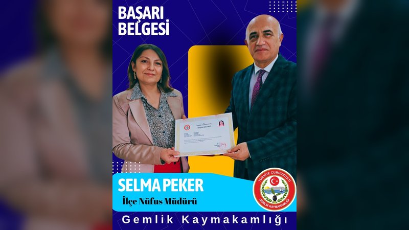 Gemlik Kaymakamlığı'ndan İlçe Kurum Müdürlerine Başarı Belgesi
