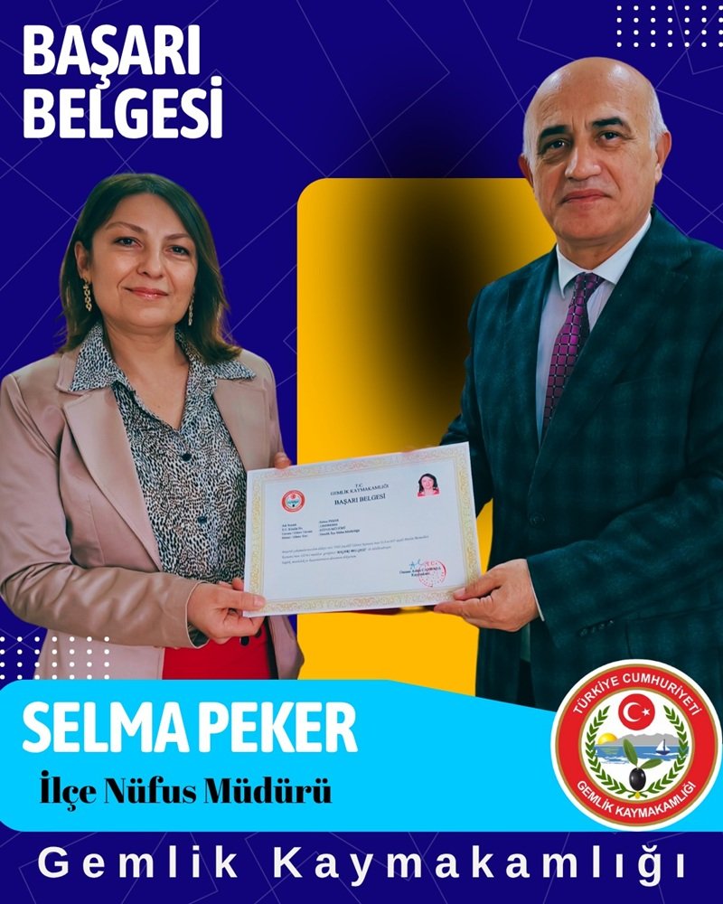 Gemlik Kaymakamlığı'ndan İlçe Kurum Müdürlerine Başarı Belgesi - Görsel 2