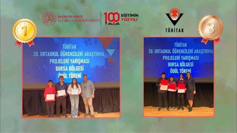 Karesi'nden TÜBİTAK'a Bilim Rüzgarı: İki Proje ile Dereceyle Döndüler