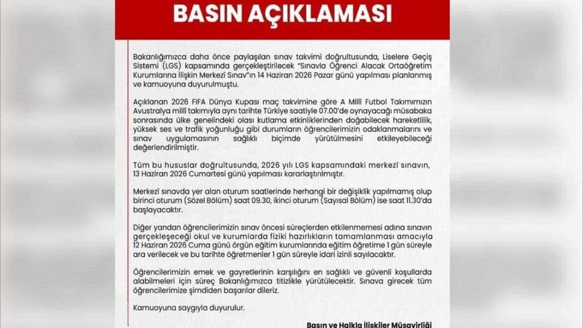 LGS 2026 Tarihi Değişti: Milli Eğitim'den Önemli Duyuru