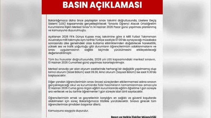 LGS 2026 Tarihi Değişti: Milli Eğitim'den Önemli Duyuru