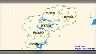 Elazığ'da Parçalı Bulutlu Hava ve Aralıklı Yağış Bekleniyor
