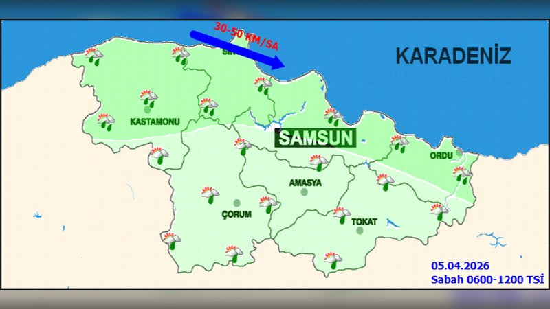 Ordu'da Hava Durumu: Parçalı Bulutlu ve Yağışlı, Sıcaklıklar Düşüyor