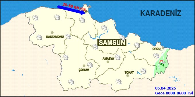 Ordu'da Hava Durumu: Parçalı Bulutlu ve Yağışlı, Sıcaklıklar Düşüyor - Görsel 3