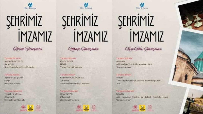 Konya İl Milli Eğitim Müdürlüğü'nden "Şehrimiz İmzamız" Projesi Yarışma Sonuçları Açıklandı