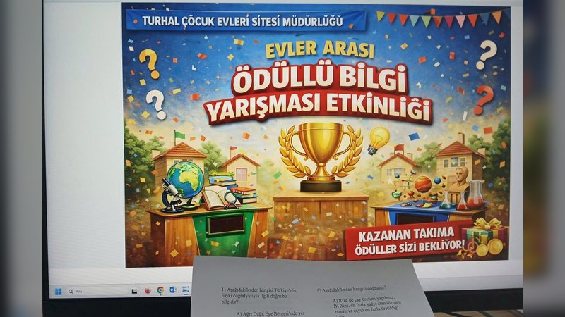 Tokat Aile ve Sosyal Hizmetler İl Müdürlüğü'nden Çocuk Evleri Sitesi'nde Genel Kültür Yarışması