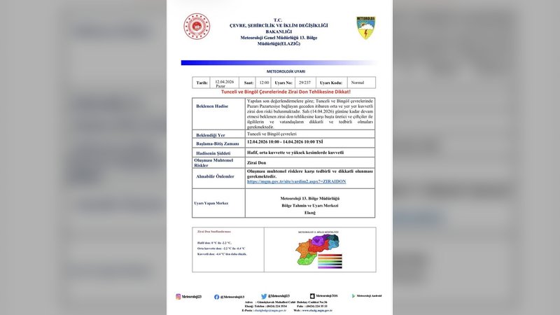 Bingöl'de Zirai Don Tehlikesi: 12-14 Nisan Arası Dikkat! - Görsel 1