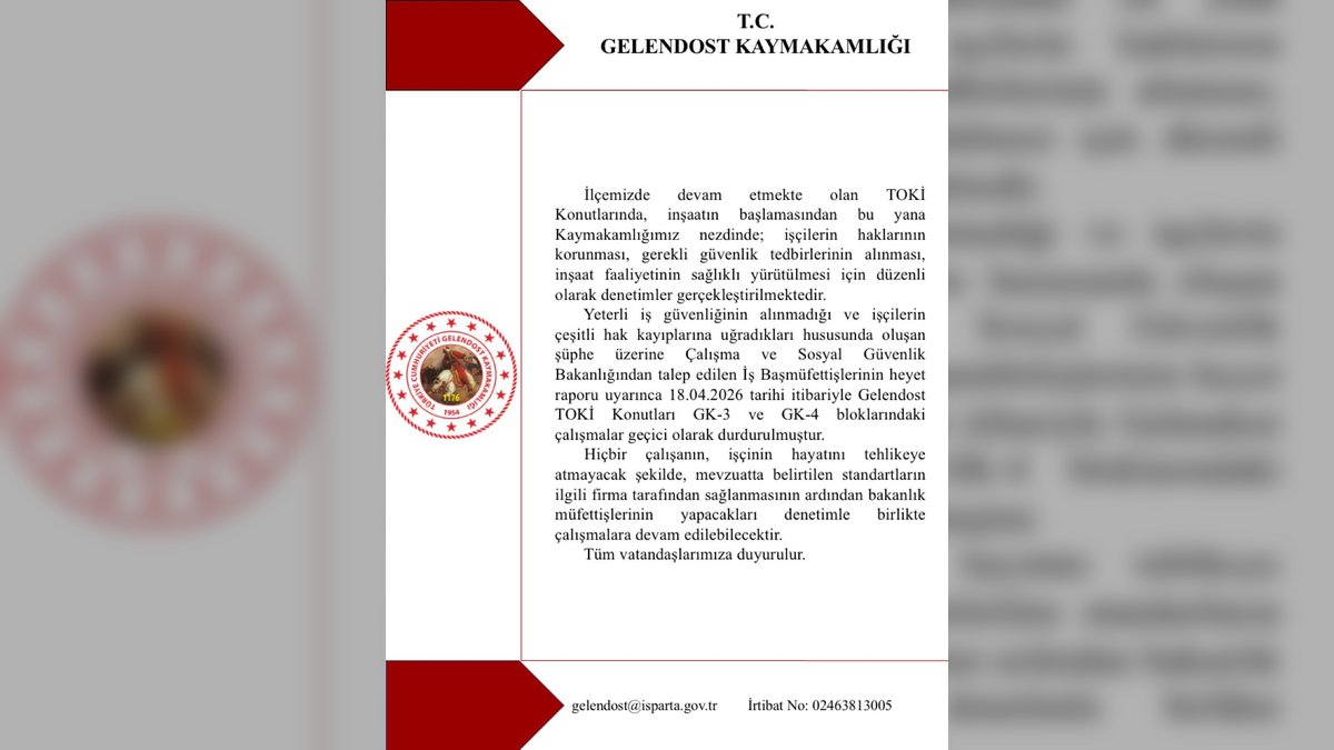 Gelendost TOKİ Konutları İnşaatı Durduruldu: İş Güvenliği ve İşçi Hakları İhlali İddiaları Araştırılıyor
