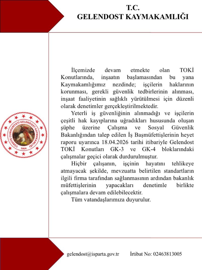 Gelendost TOKİ Konutları İnşaatı Durduruldu: İş Güvenliği ve İşçi Hakları İhlali İddiaları Araştırılıyor - Görsel 2