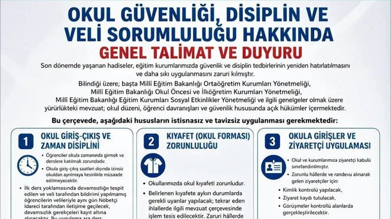 Gümüşhacıköy'de Okul Güvenliği ve Disiplin İçin Yeni Düzenlemeler