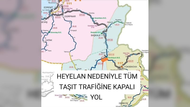 Hakkari-Van Yolu'nda Kuvvetli Yağış Nedeniyle Kapatma Kararı