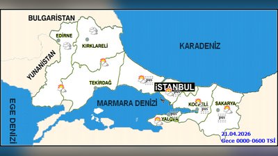 Kocaeli'de 20 Nisan Pazartesi Hava Durumu: Parçalı Bulutlu, Sıcaklık 7-20°C