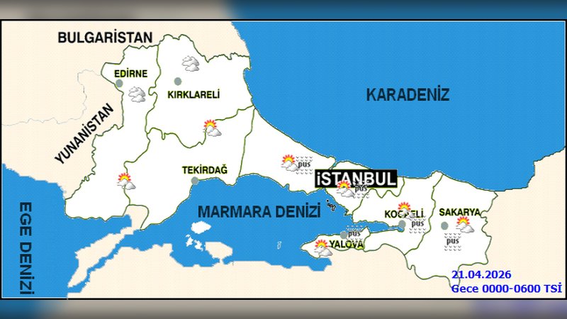 Kocaeli'de 20 Nisan Pazartesi Hava Durumu: Parçalı Bulutlu, Sıcaklık 7-20°C