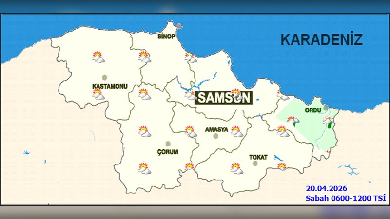 Ordu'da Hava Durumu: Parçalı Bulutlu ve Hafif Sağanak Yağışlı, Sıcaklıklar Mevsim Normallerinin Altında