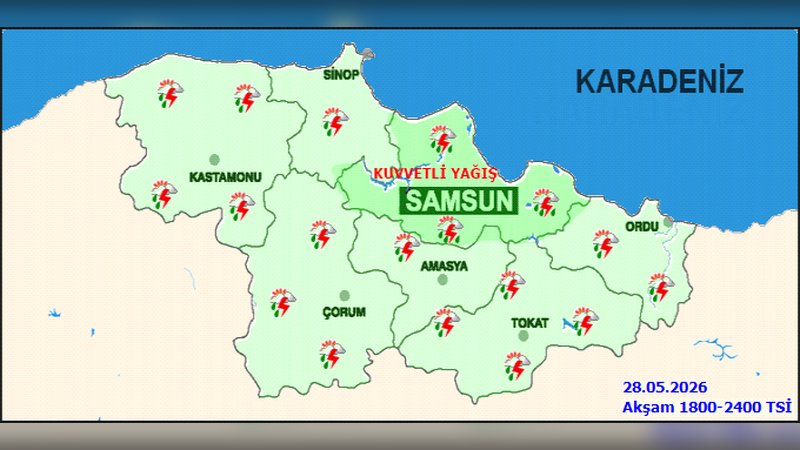 Samsun'da Kuvvetli Yağış Uyarısı: 5 Günlük Hava Tahmini