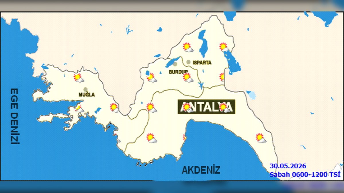 Antalya'da 30 Mayıs Cumartesi Hava Durumu: Az Bulutlu ve Açık, İç Kesimlerde Sıcaklık Düşüşü Bekleniyor