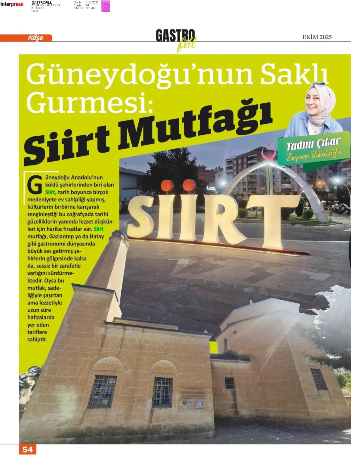 Siirt Mutfağı'nın Eşsiz Lezzetleri Gastrofill Dergisi'nde