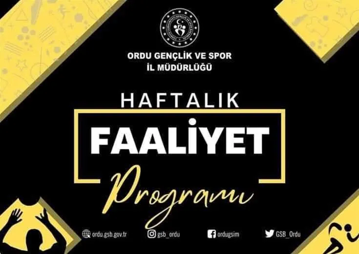 Ordu Gençlik ve Spor İl Müdürlüğü'nden Ekim Ayı Spor Faaliyetleri Programı