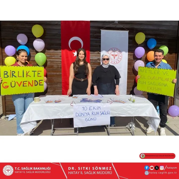 İskenderun'da Dünya Ruh Sağlığı Günü'nde 'Birlikte Güvende' Temasıyla Farkındalık Yaratıldı