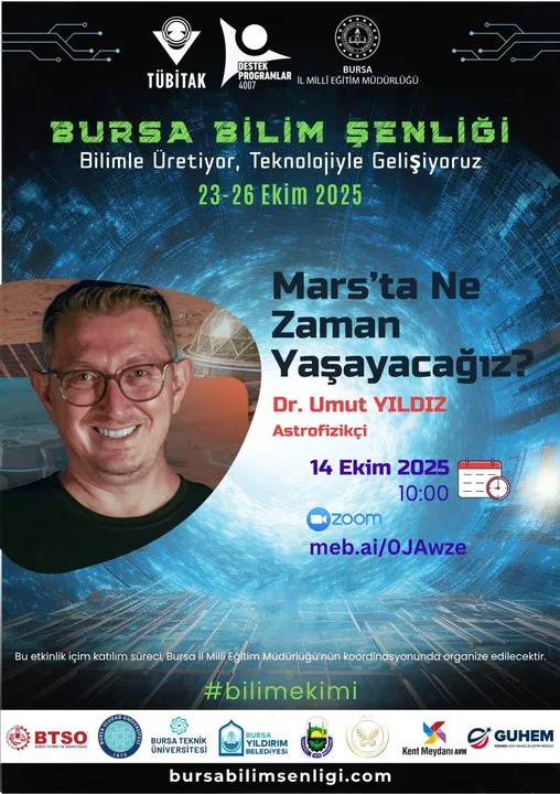 Bursa'da Bilim Şenliği Başlıyor: Astrofizikçi Dr. Umut Yıldız Öğrencilerle Buluşacak