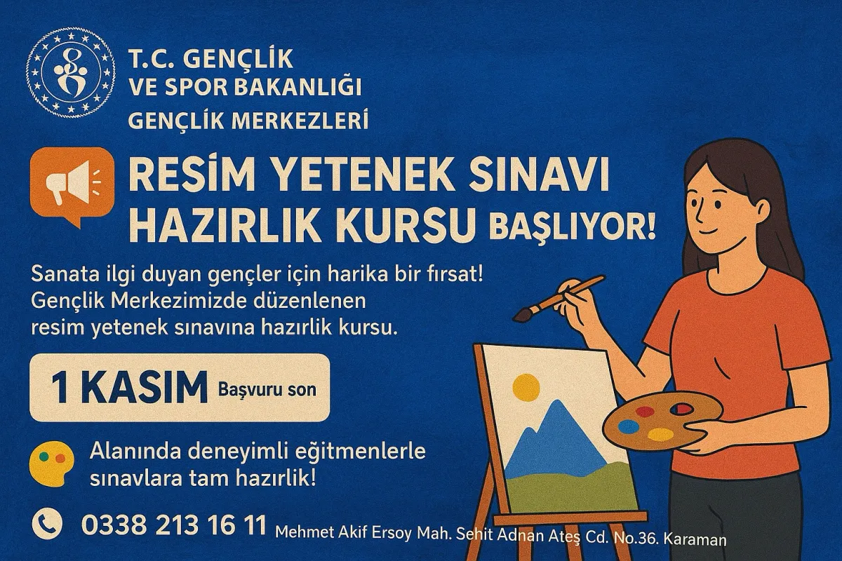 Karaman Gençlik Merkezi'nden Ücretsiz Resim Yetenek Sınavı Hazırlık Kursu