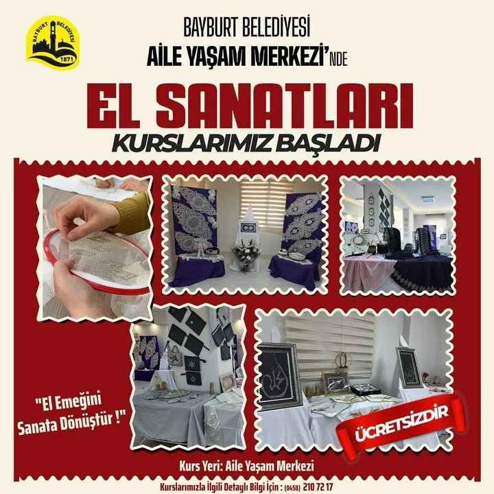 Bayburt Belediyesi'nden Ücretsiz El Sanatları Kursları Başladı