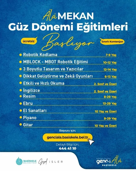 Başiskele Belediyesi AlaMEKAN Güz Dönemi Eğitim Atölyelerini Başlatıyor