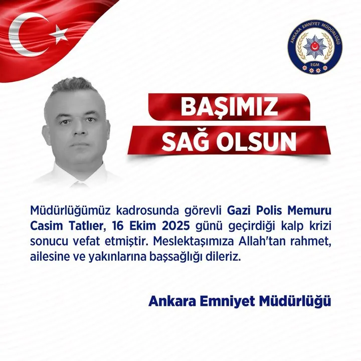 Ankara Emniyet Müdürlüğü'nden Gazi Polis Memuru Casim Tatlıer İçin Tören