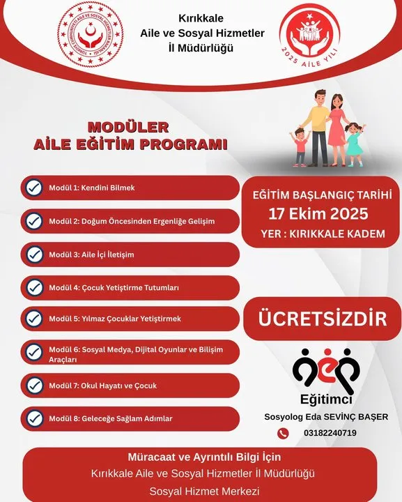 Kırıkkale'de Modüler Aile Eğitim Programı'nın İkinci Grubu Başlıyor