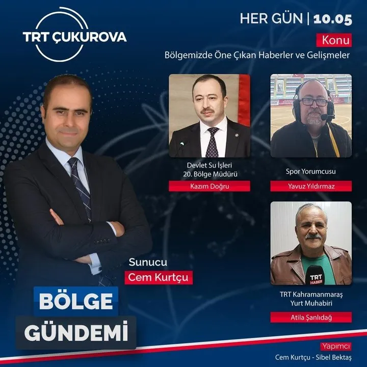 DSİ 20. Bölge Müdürü Kazım DOĞRU TRT Çukurova Radyosu'nda 'Bölge Gündemi'ne Katıldı