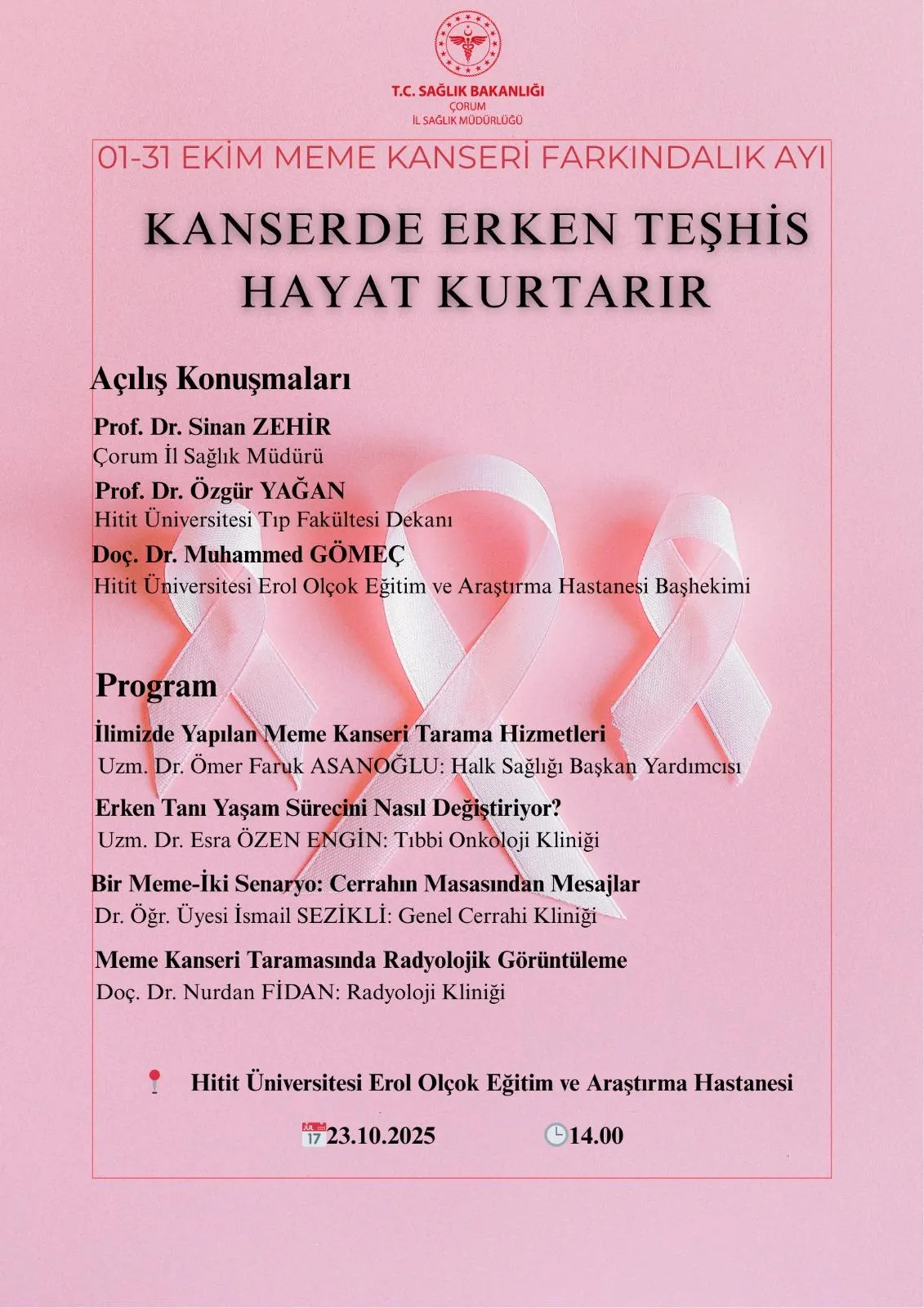 Çorum'da Meme Kanseri Farkındalığı İçin Önemli Etkinlik Düzenleniyor