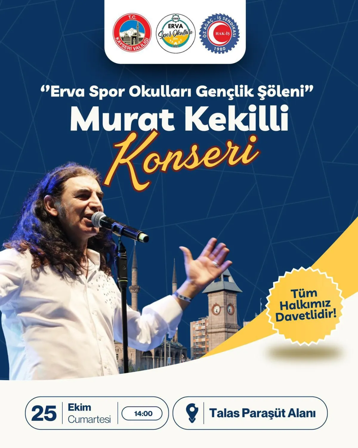 Murat Kekilli Kayseri'de ERVA Spor Okulları Davetiyle Konser Verecek