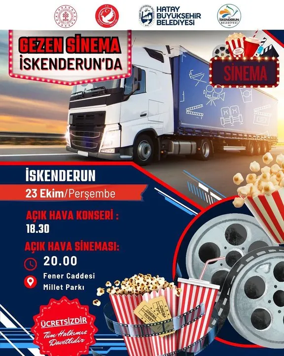 Hatay Büyükşehir Belediyesi İskenderun'da Açık Hava Konser ve Sinema Etkinliği Düzenliyor