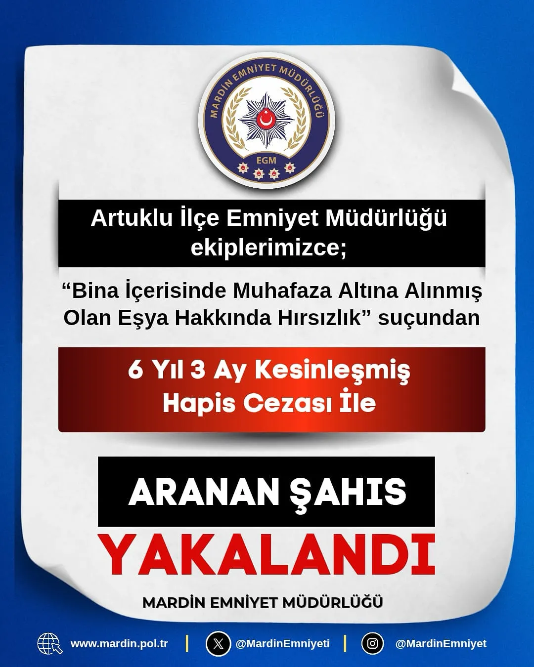 Mardin'de Aranan Şahıs Emniyet Operasyonuyla Yakalandı